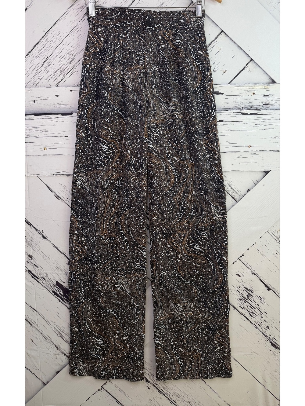 Boohoo Y2K Streetwear Marbled Abstract Wide Leg High-Waisted Print Pants Women 4
